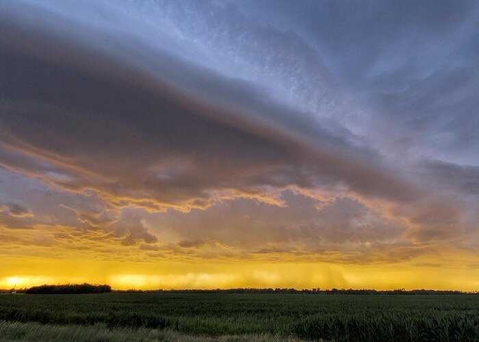 Kansas Greeting Card featuring the photograph Shelf Cloud at sunset by Rob Graham