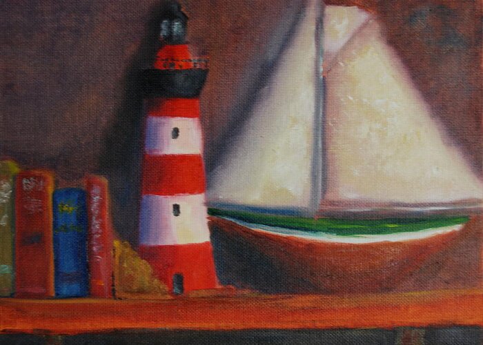 Sailboat Greeting Card featuring the painting Shelf of Dreams by Will Germino