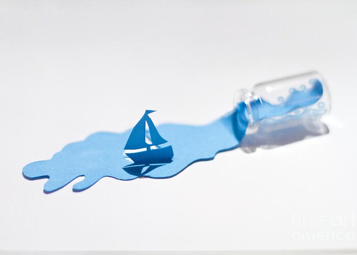 Paper Greeting Card featuring the photograph Ship from a bottle by Catherine MacBride
