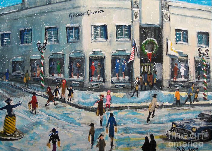 Grover Cronin Greeting Card featuring the painting Shopping at Grover Cronin by Rita Brown