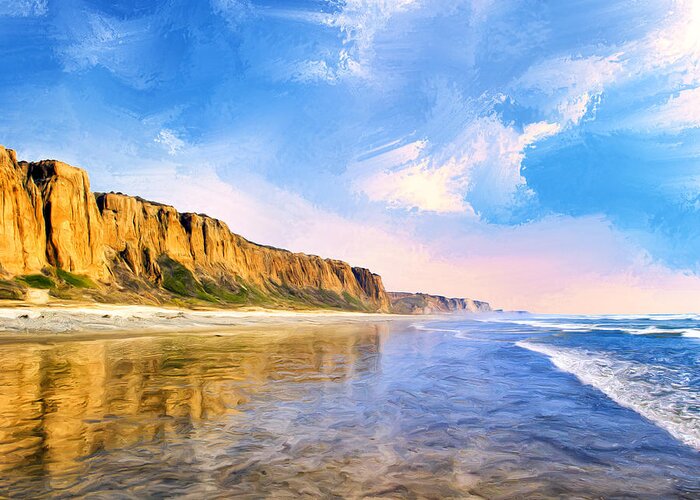 Shore Greeting Card featuring the painting Shore Cliffs Near San Onofre by Dominic Piperata