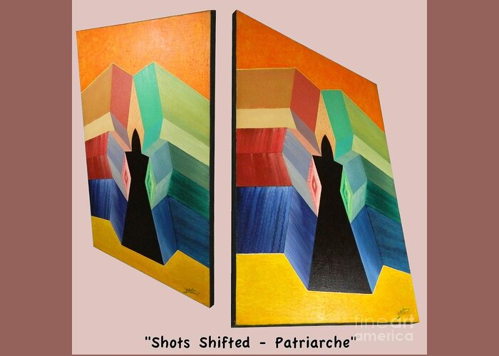 Spirituality Greeting Card featuring the painting Shots Shifted - Patriarche 3 by Michael Bellon