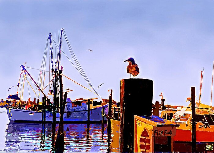 Boat Greeting Card featuring the painting Shrimp Boat At Dock by CHAZ Daugherty