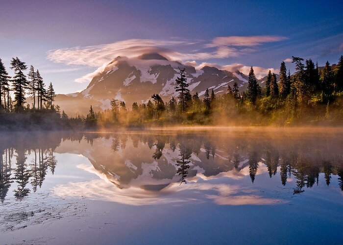 Mountain Greeting Card featuring the photograph Shuksan Sunrise by Darren White
