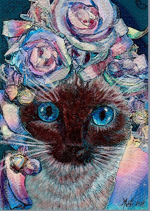 Siamese Cat Greeting Card featuring the painting Siamese Bride by Michele Avanti
