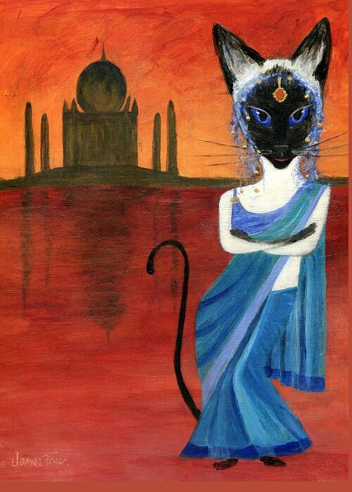 Siamese Greeting Card featuring the painting Siamese Queen of India by Jamie Frier