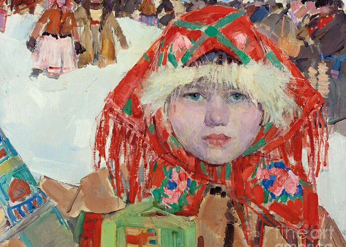 Gaspard Greeting Card featuring the painting Siberian Girl by Vincent Monozlay