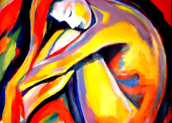 Nude Figures Greeting Card featuring the painting Silence by Helena Wierzbicki