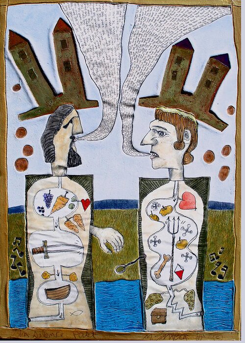 Male And Female Figures Greeting Card featuring the painting Silence Past by Michael Sharber