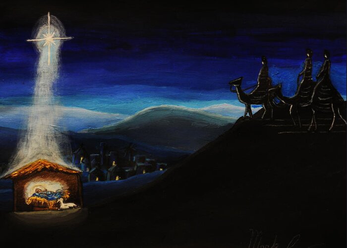 Christmas Greeting Card featuring the painting Silent Night by Mark Lopez