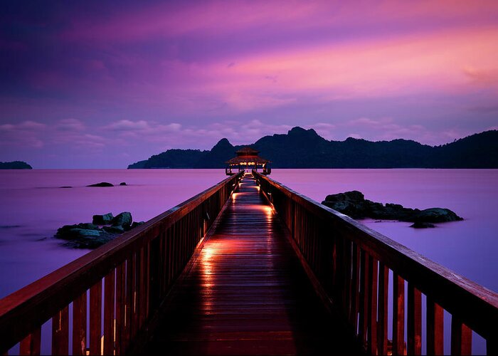 Water's Edge Greeting Card featuring the photograph Silent Sunset In Pulau Langkawi by 35007