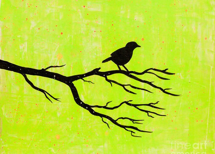  Greeting Card featuring the painting Silhouette green by Stefanie Forck