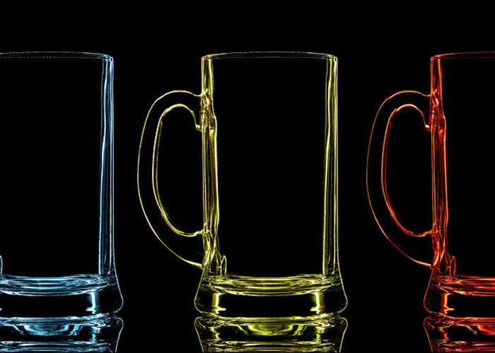 Event Greeting Card featuring the photograph Silhouette Of Color Beer Glass On Black by Vasil onyskiv