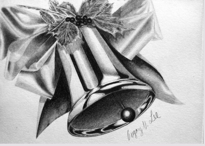 Holiday Greeting Card featuring the drawing Silver Bells by Gregory Lee