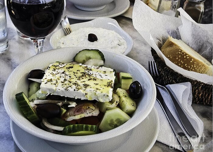 Greece Greeting Card featuring the photograph Simple Greek Salad by Phil Cardamone