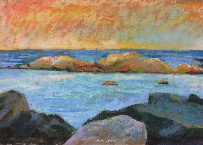 Rockscape Greeting Card featuring the painting Simple Rock Landscape by Linda Novick