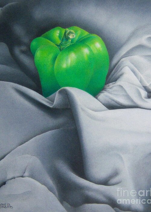 Colored Pencil Greeting Card featuring the drawing Simply Green by Pamela Clements