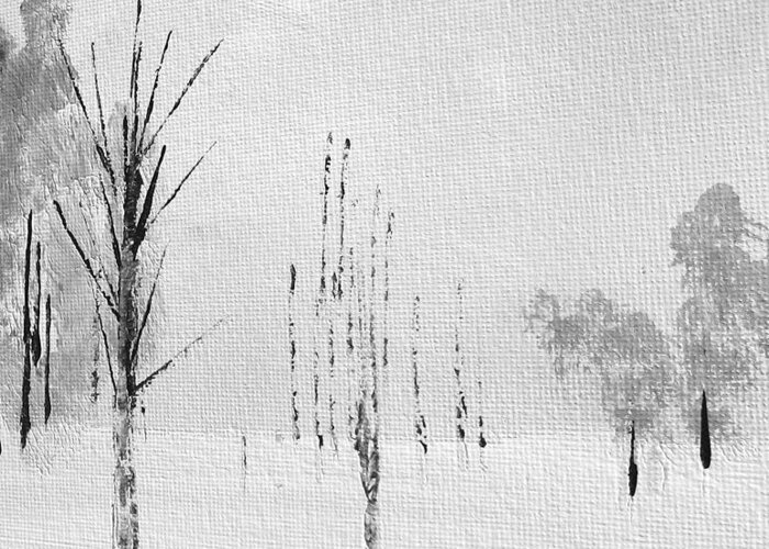 Black Greeting Card featuring the painting Simply Winter 2 by Kume Bryant