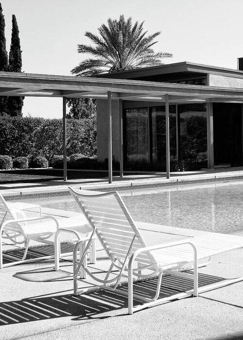 Featured Greeting Card featuring the photograph SINATRA POOL BW Palm Springs by William Dey
