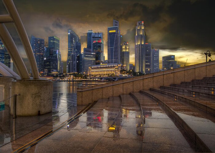 Singapore Greeting Card featuring the photograph Singapore City Skyline by the Esplanade by David Gn