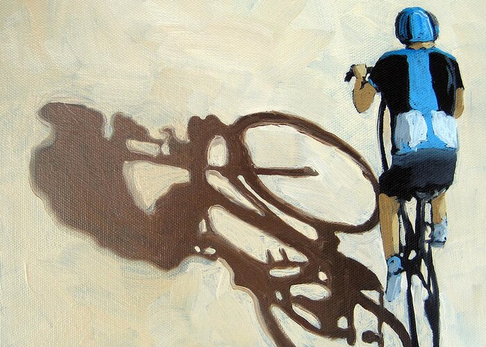 Bicycling Greeting Card featuring the painting Single Focus bicycle art by Linda Apple