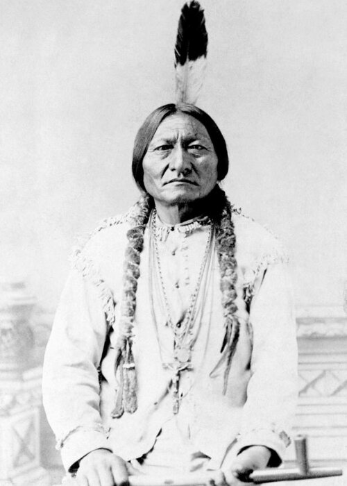 #faatoppicks Greeting Card featuring the photograph Sioux Chief Sitting Bull by War Is Hell Store