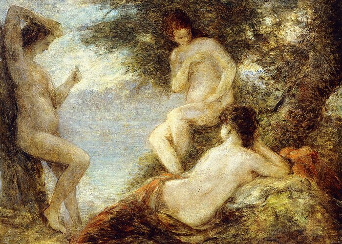 Below Greeting Card featuring the painting Sirens by Henri Fantin-Latour