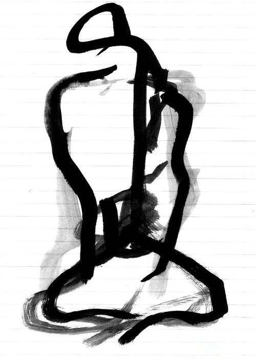 Ink Drawings Greeting Card featuring the drawing Sitting Figure by Christine Perry