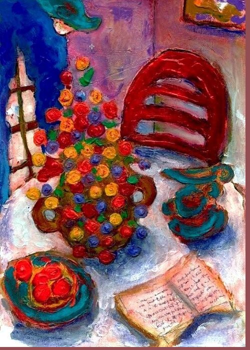 Still Life Greeting Card featuring the painting Sixty Five Roses by Dilip Sheth
