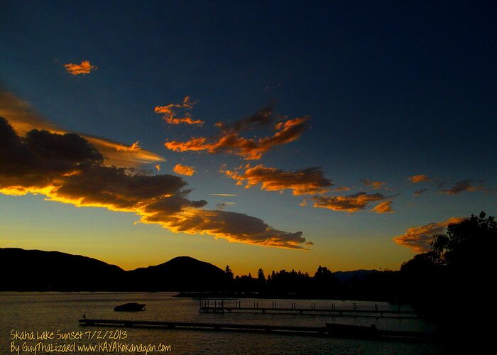  Greeting Card featuring the photograph Skaha Lake Sunset 02 July02/2013 by Guy Hoffman