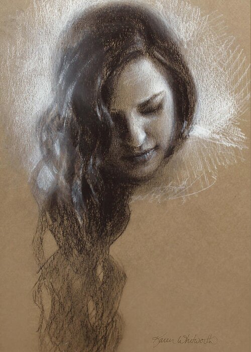 Charcoal Greeting Card featuring the painting Sketch of Samantha by K Whitworth