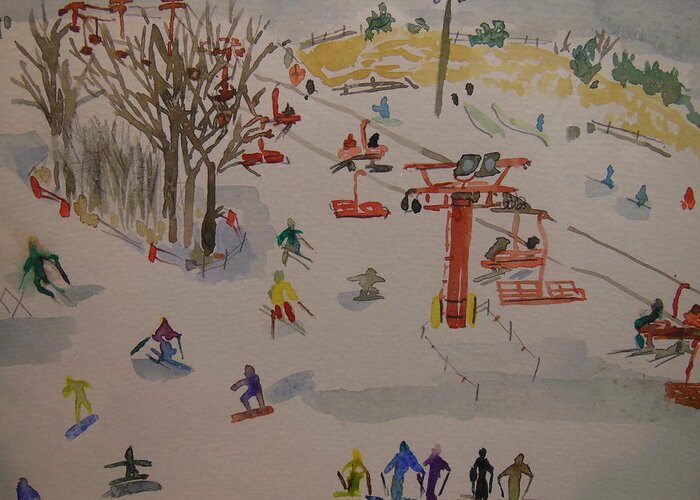 Great Bear Greeting Card featuring the painting Ski Area by Rodger Ellingson