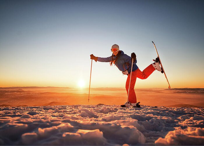 Ski Pole Greeting Card featuring the photograph Ski Exercise by Extreme-photographer