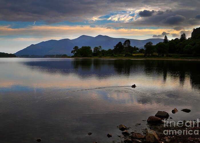 Travel Greeting Card featuring the photograph Skiddaw and Derwent Water at dawn by Louise Heusinkveld