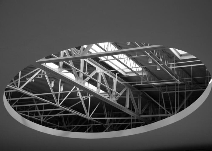 Architecture Greeting Card featuring the photograph Skylight Gurders In Black And White by Rob Hans