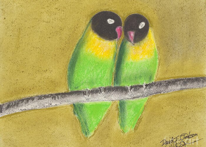 Birds Greeting Card featuring the pastel Sleeping Love Birds by David Jackson