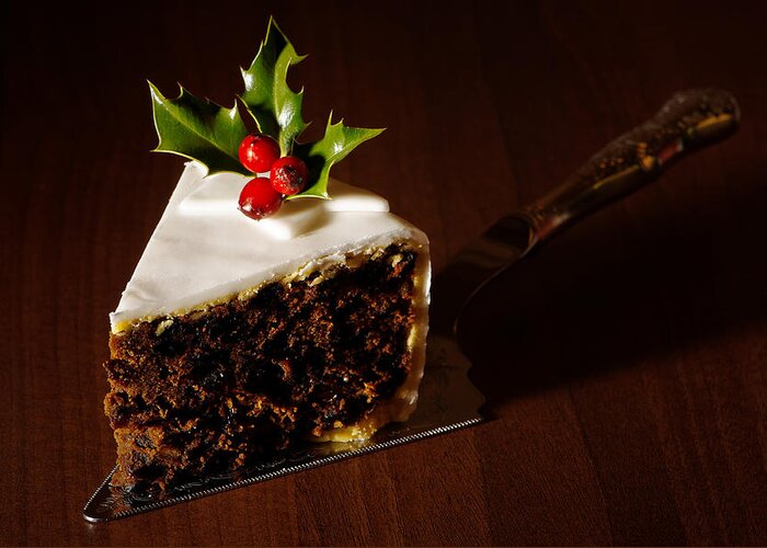 Christmas Greeting Card featuring the photograph Slice Of Christmas Cake by Amanda Elwell
