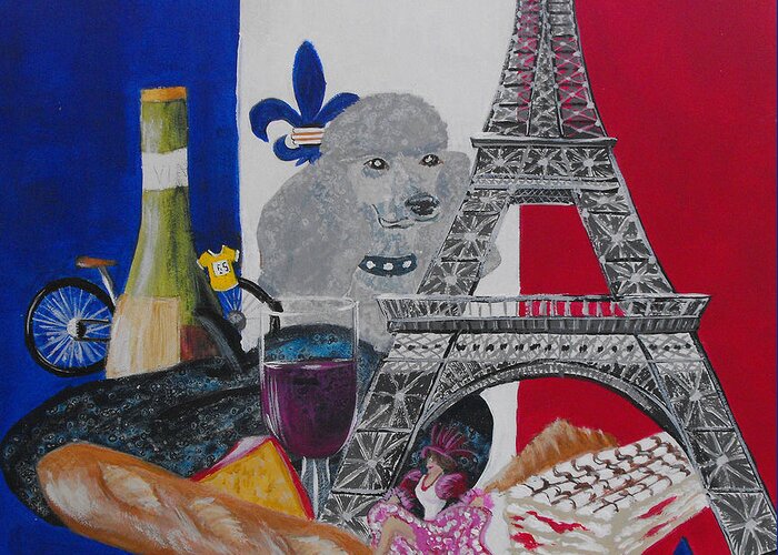 Eiffel Tower Greeting Card featuring the painting Slice of Paris by Susan Bruner