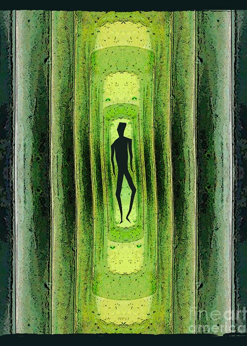 Green Greeting Card featuring the digital art Slim Green Walker by Phil Perkins