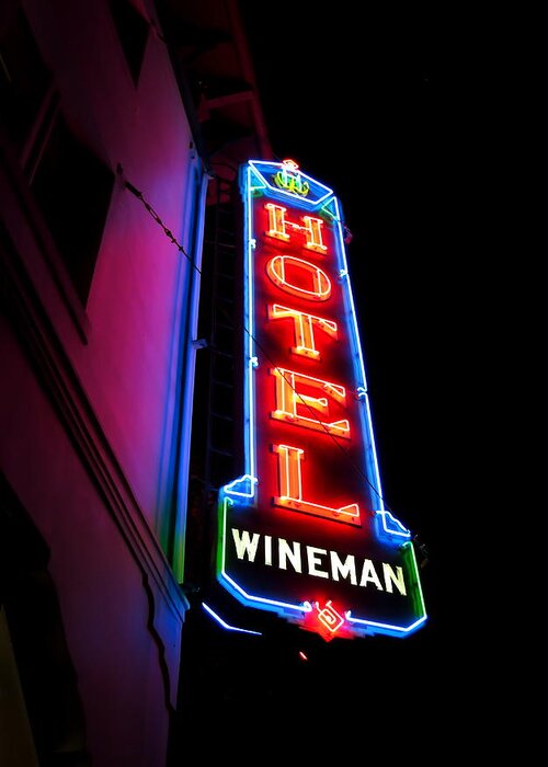 Hotel Greeting Card featuring the photograph SLO Wineman by Paul Foutz