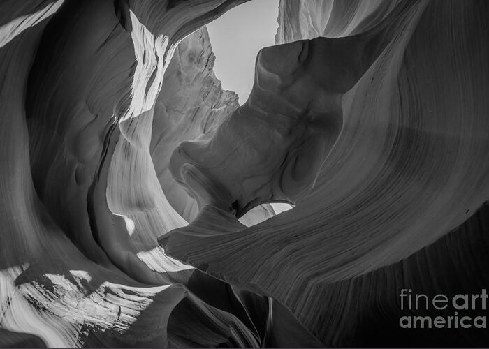 Slot Canyon Greeting Card featuring the photograph Slot Canyon BW by Michael Ver Sprill