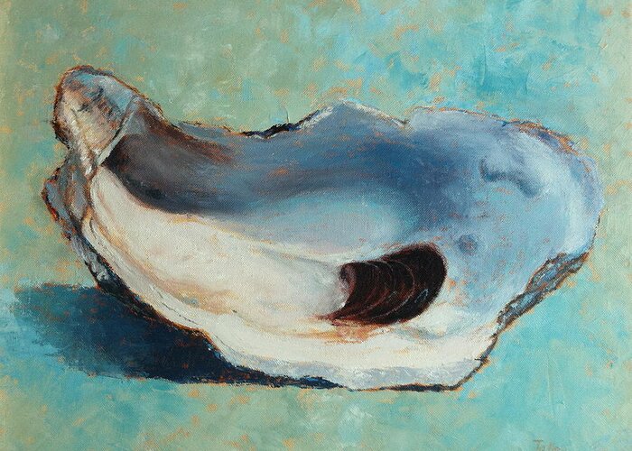 Oyster Greeting Card featuring the painting Slurp by Pam Talley