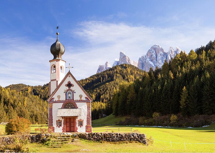 Scenics Greeting Card featuring the photograph Small Church In The European Alps, In by Matteo Colombo