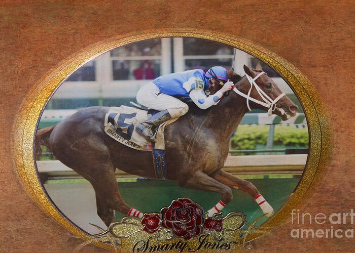 Emblem Greeting Card featuring the photograph Smarty Jones by Betty LaRue