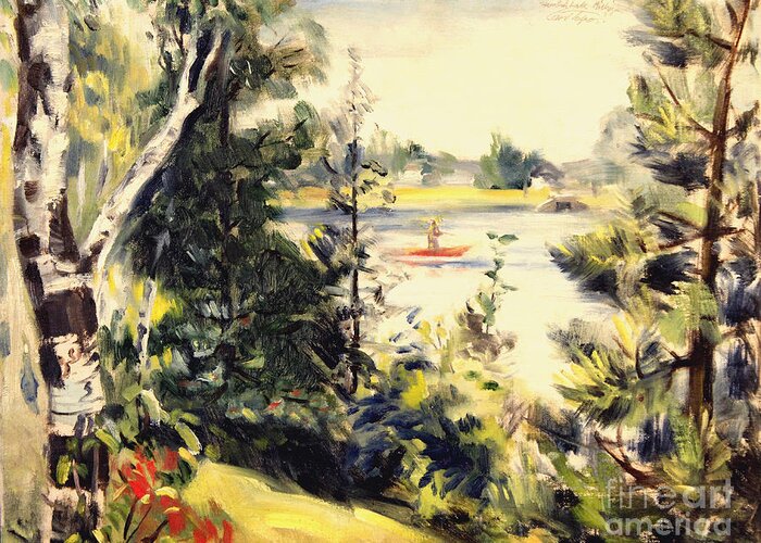 Smith Bayou Greeting Card featuring the painting Smith Bayou - Spring Lake Michigan 1944 by Art By Tolpo Collection