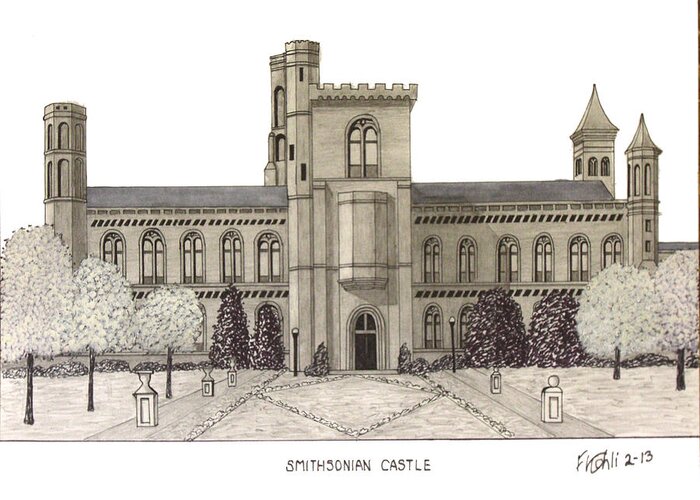 Smithsonian Castle Drawing Greeting Card featuring the drawing Smithsonian Castle by Frederic Kohli