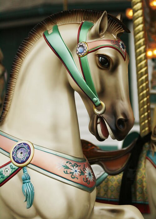 Carousel Greeting Card featuring the photograph Smithville Carousel Horse I by Kristia Adams