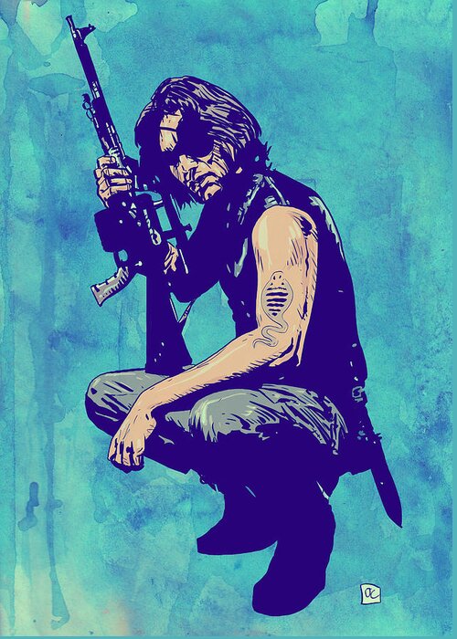 Kurt Russel Greeting Card featuring the drawing Snake Plissken by Giuseppe Cristiano