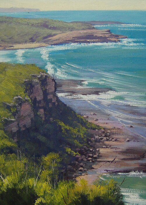 Seascape Greeting Card featuring the painting Snapper Point nsw by Graham Gercken