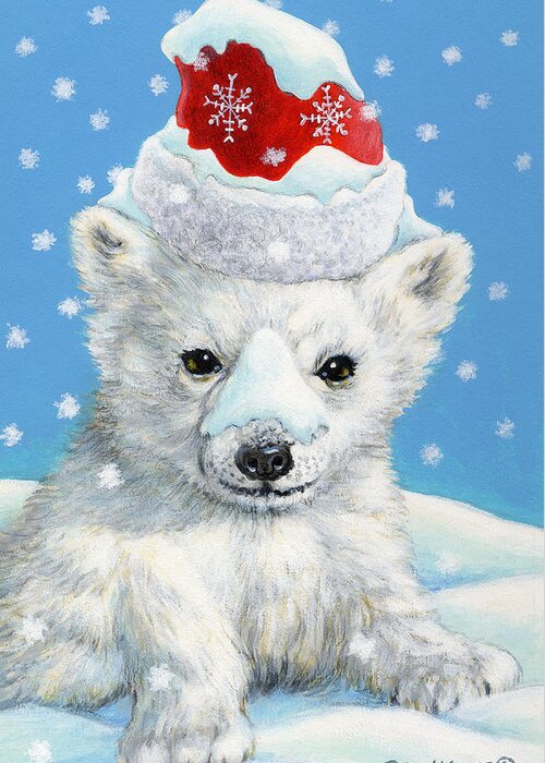 Winter Greeting Card featuring the painting Sno-Bear by Richard De Wolfe